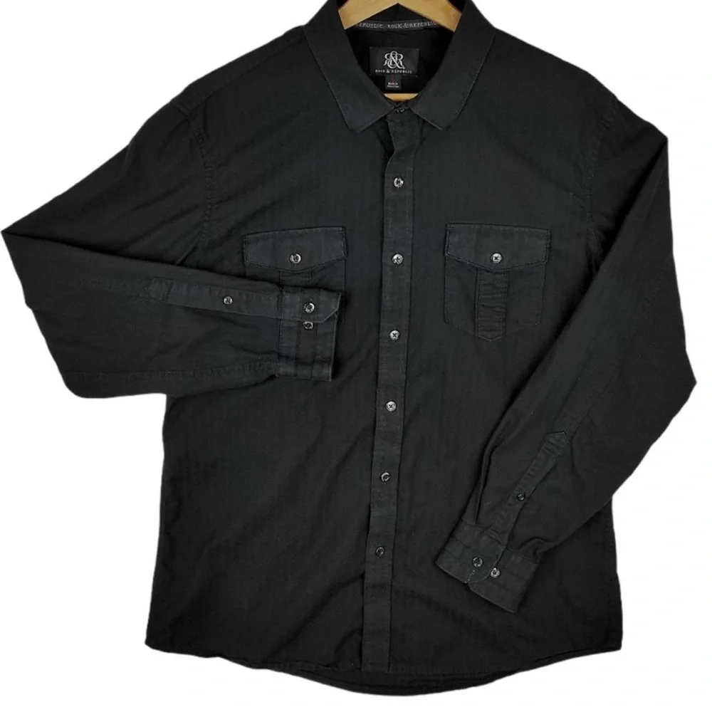 NWT Rock & Republic Black Tie Button Down Shirt
